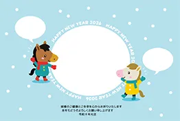イラスト素材: 午年　年賀状　フォトフレーム
